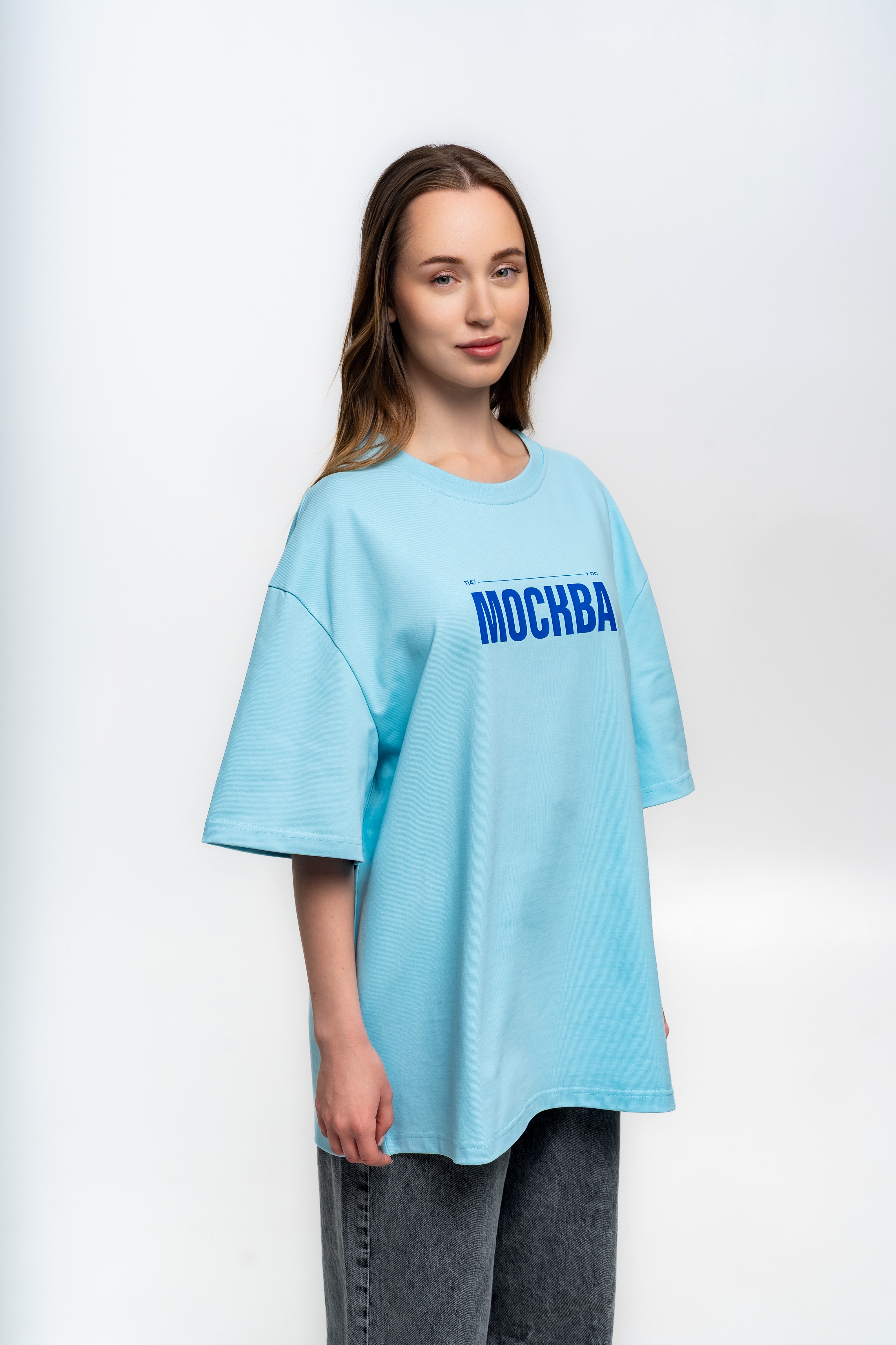 Голубая футболка с синим логотипом - Изображение 4