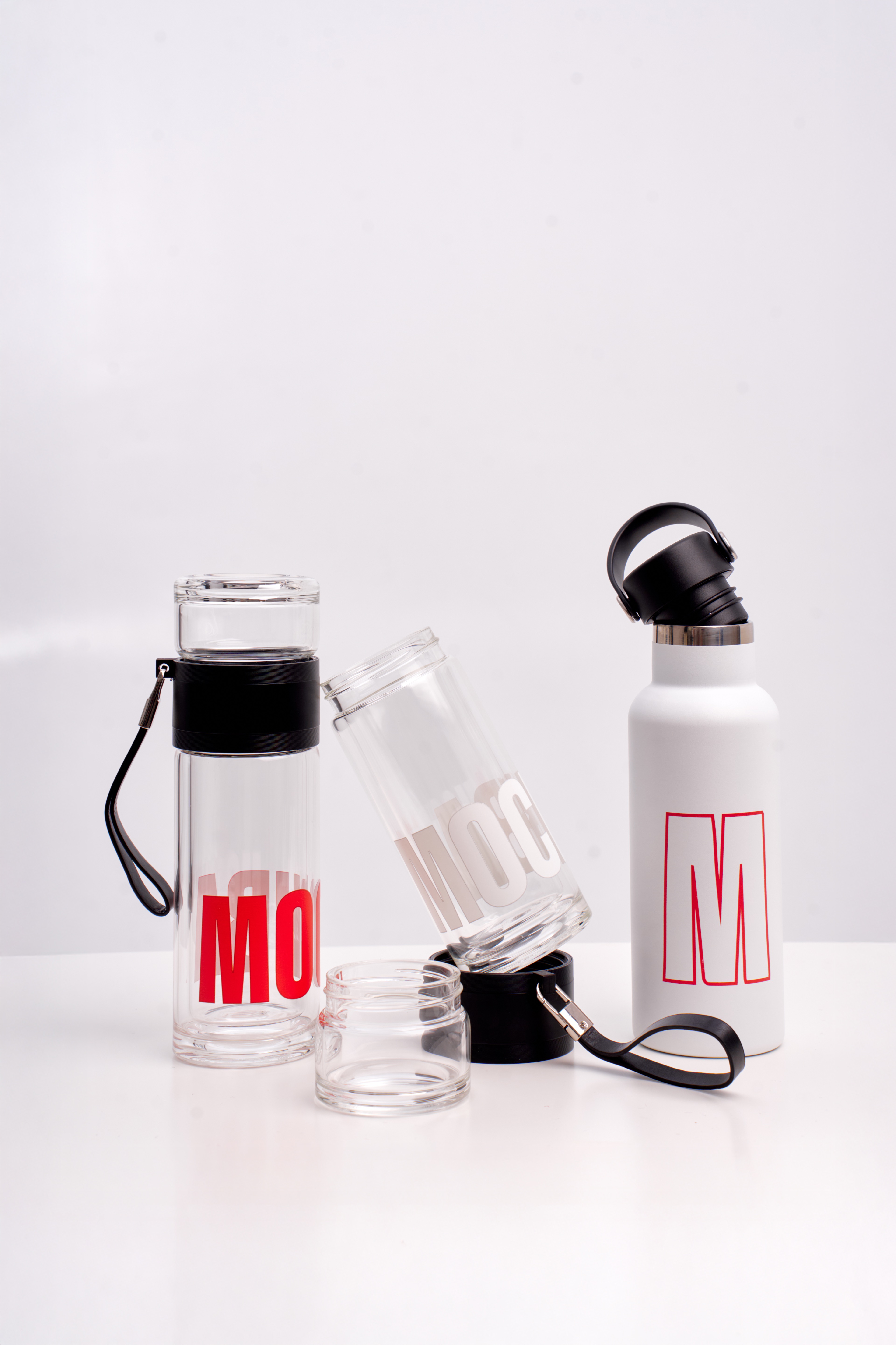 Термобутылка стекляная с красным логотипом - Изображение 3