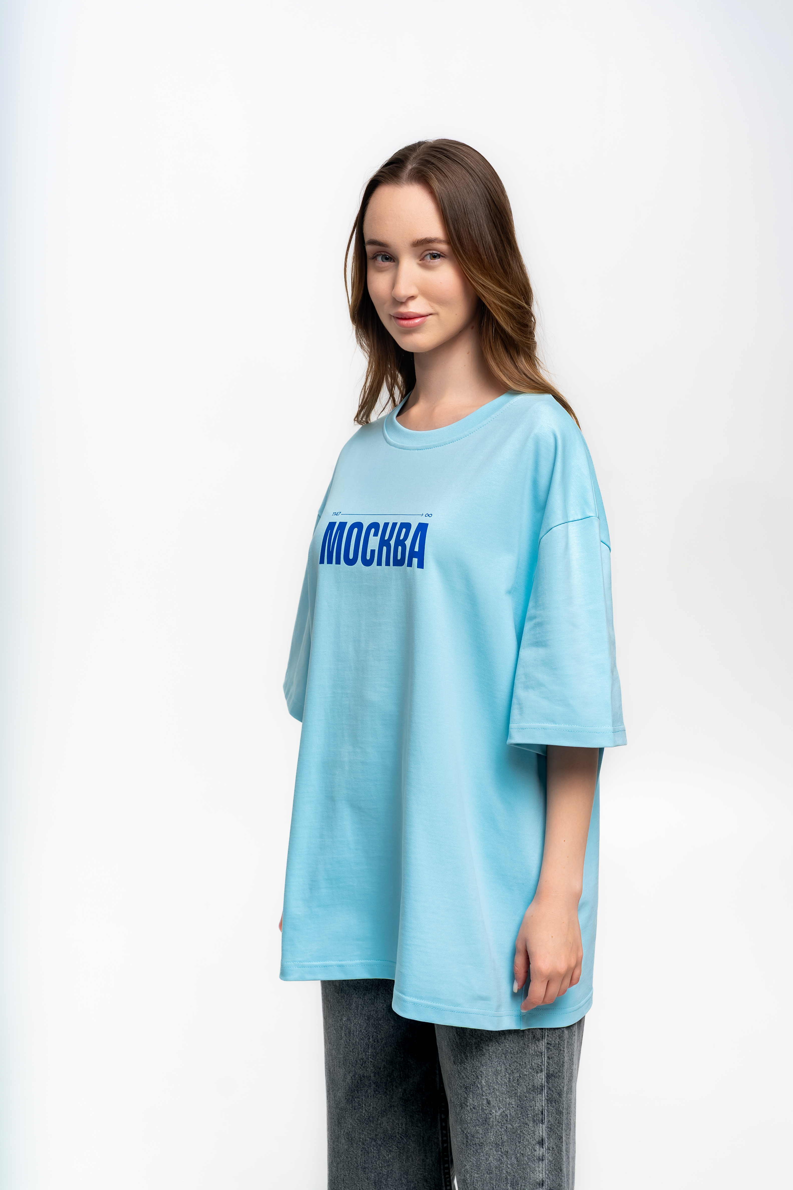 Голубая футболка с синим логотипом - Изображение 3