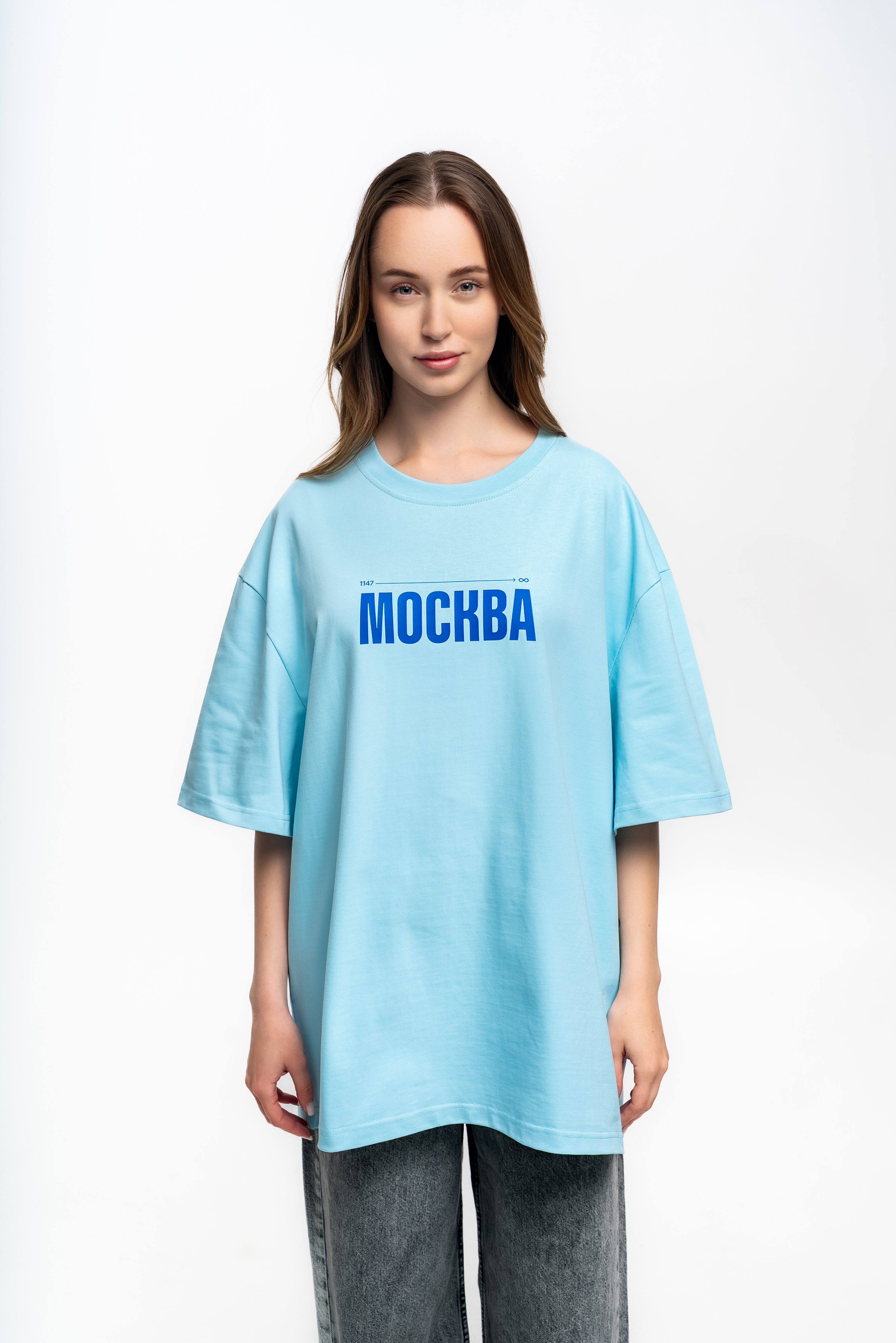 Голубая футболка с синим логотипом - Изображение 2